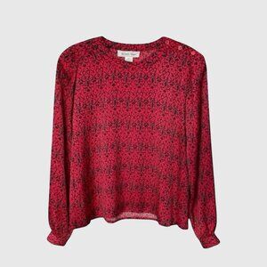 Vintage Michelle Stuart Red Print Blouse